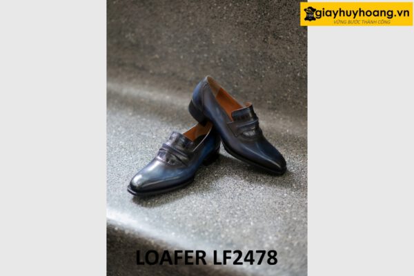 Giày da lười nam sang trọng xanh navy loafer LF2478 004