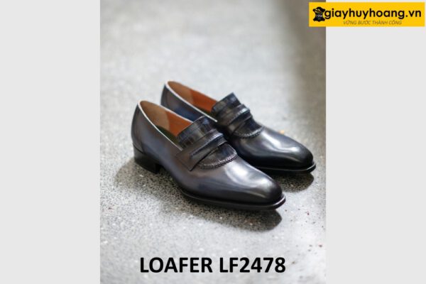 Giày da lười nam sang trọng xanh navy loafer LF2478 001