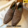 Giày da lộn nâu lười nam vân sọc loafer LF2482 001