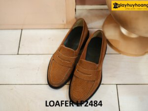 Giày lười nam da lộn màu nâu bền đẹp giá tốt loafer LF2484 001