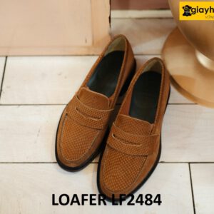 Giày lười nam da lộn màu nâu bền đẹp giá tốt loafer LF2484 001
