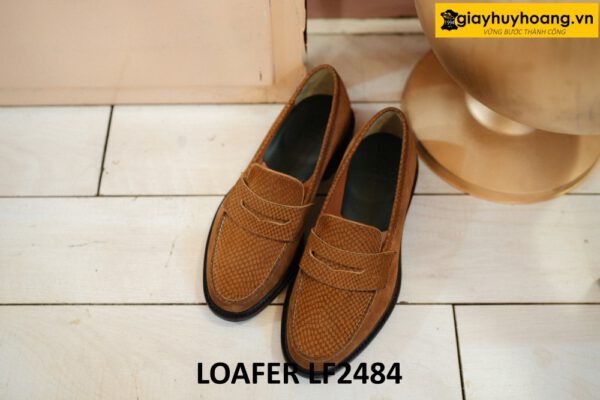 Giày lười nam da lộn màu nâu bền đẹp giá tốt loafer LF2484 001