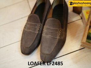 Giày lười nam da lộn màu nâu đất loafer LF2485 001