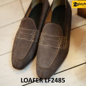 Giày lười nam da lộn màu nâu đất loafer LF2485 001