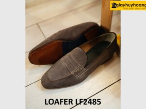 Giày lười nam da lộn màu nâu đất loafer LF2485 003