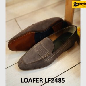 Giày lười nam da lộn màu nâu đất loafer LF2485 003