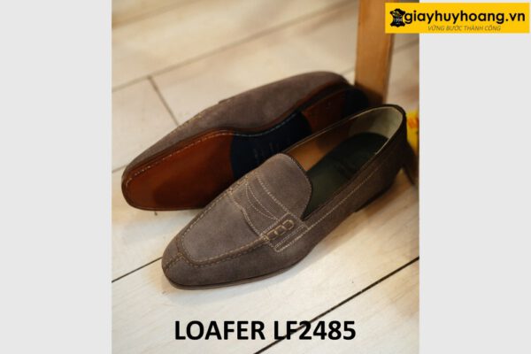 Giày lười nam da lộn màu nâu đất loafer LF2485 003