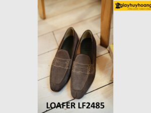Giày lười nam da lộn màu nâu đất loafer LF2485 002