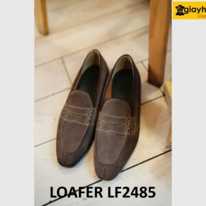 Giày lười nam da lộn màu nâu đất loafer LF2485 002