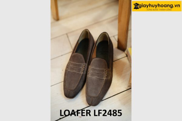 Giày lười nam da lộn màu nâu đất loafer LF2485 002