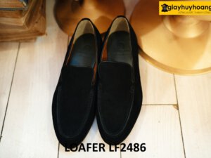 Giày da lộn lười nam màu đen cao cấp loafer LF2486 001