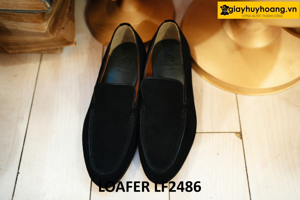 dat-dong-giay-da-nam-thu-cong-loafer-lf2486-002 Giày da lộn lười nam màu đen cao cấp loafer LF2486 001