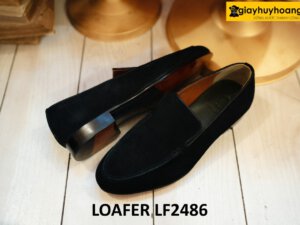 Giày da lộn lười nam màu đen cao cấp loafer LF2486 003