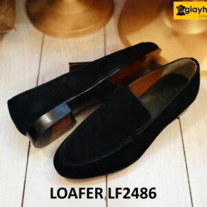 Giày da lộn lười nam màu đen cao cấp loafer LF2486 003
