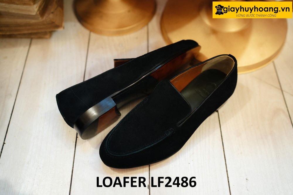dat-dong-giay-da-nam-thu-cong-loafer-lf2486-003 Giày da lộn lười nam màu đen cao cấp loafer LF2486 003