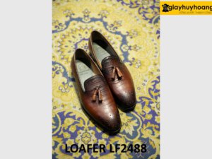 Giày lười nam có chuông trẻ trung đục lỗ mũi loafer LF2488 003
