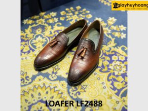 Giày lười nam có chuông trẻ trung đục lỗ mũi loafer LF2488 001