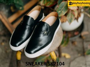 Giày lười da nam màu đen đế cao su sneaker SK2104 001
