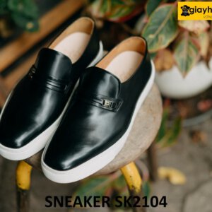 Giày lười da nam màu đen đế cao su sneaker SK2104 001