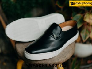 Giày lười da nam màu đen đế cao su sneaker SK2104 004