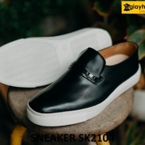 Giày lười da nam màu đen đế cao su sneaker SK2104 004