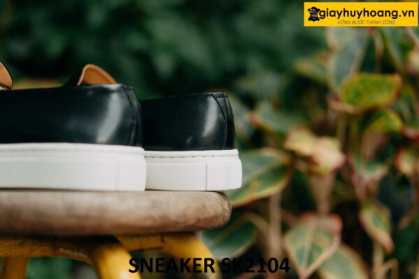 Giày lười da nam màu đen đế cao su sneaker SK2104 003