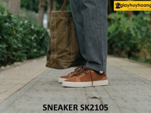Giày thể thao nam da lộn màu nâu sneaker SK2105 004