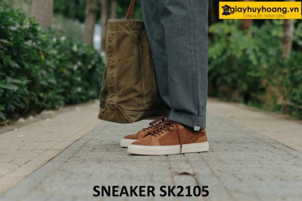 Giày thể thao nam da lộn màu nâu sneaker SK2105 004