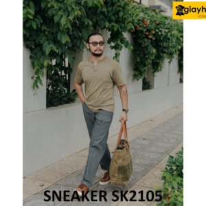 Giày thể thao nam da lộn màu nâu sneaker SK2105 003