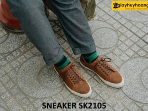 Giày thể thao nam da lộn màu nâu sneaker SK2105 001