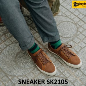 Giày thể thao nam da lộn màu nâu sneaker SK2105 001