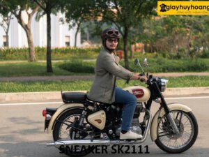 Giày da sneaker nam màu kem cá tính SK2111 003