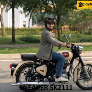 Giày da sneaker nam màu kem cá tính SK2111 003