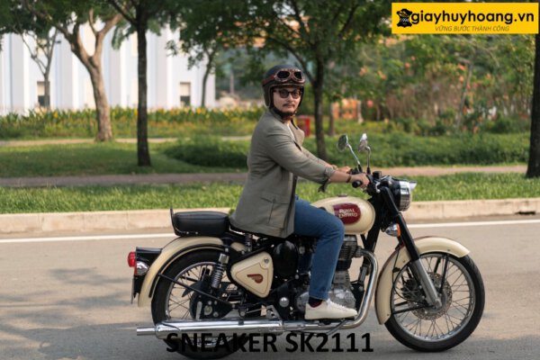 Giày da sneaker nam màu kem cá tính SK2111 003
