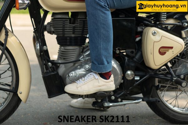 Giày da sneaker nam màu kem cá tính SK2111 002