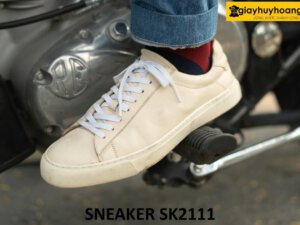 Giày da sneaker nam màu kem cá tính SK2111 001