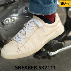 Giày da sneaker nam màu kem cá tính SK2111 001