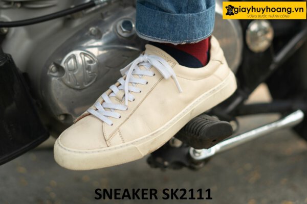 Giày da sneaker nam màu kem cá tính SK2111 001