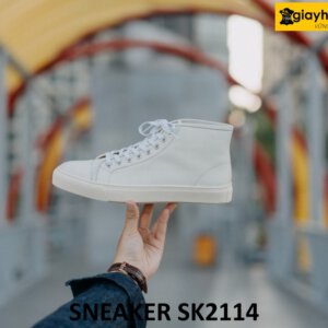 Giày da nam cổ cao buộc dây đế sneaker thể thao SK2114 004