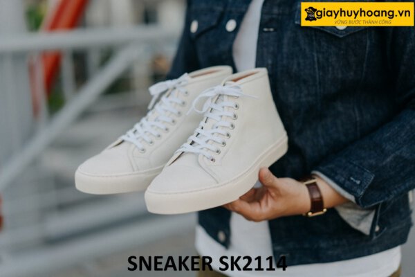 Giày da nam cổ cao buộc dây đế sneaker thể thao SK2114 001