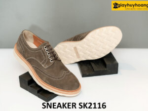 Giày da derby da lộn đế bằng màu trắng SK2116 004