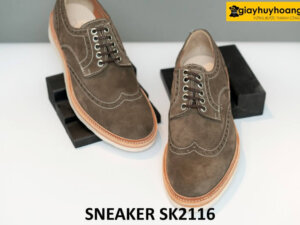 Giày da derby da lộn đế bằng màu trắng SK2116 001