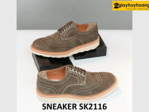 Giày da derby da lộn đế bằng màu trắng SK2116 003