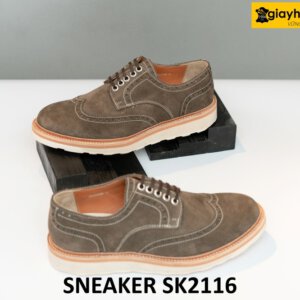 Giày da derby da lộn đế bằng màu trắng SK2116 003