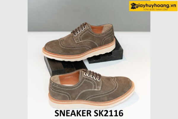 Giày da derby da lộn đế bằng màu trắng SK2116 003