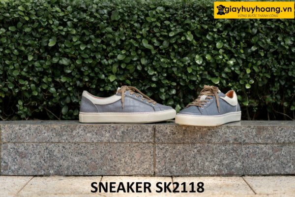 Giày da nam thời trang phối da vân cá sấu sneaker SK2118 003