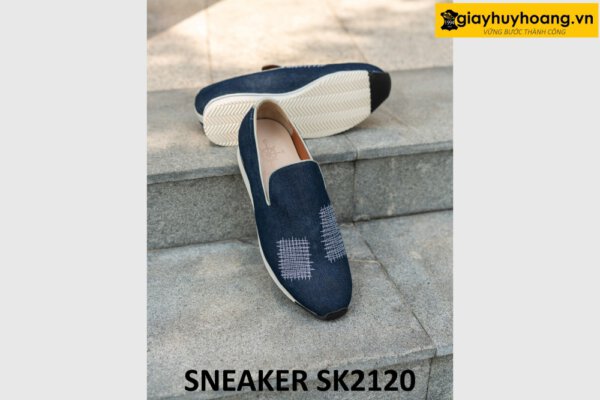 Giày lười không dây nam phối vải jean rách sneaker SK2120 002