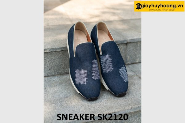 Giày lười không dây nam phối vải jean rách sneaker SK2120 001