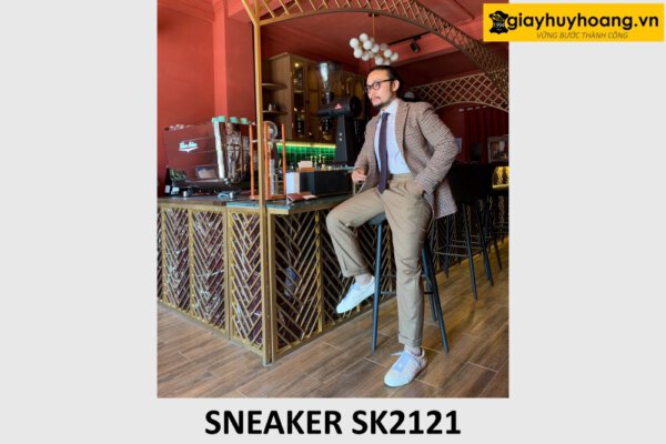 Giày da nam sneaker phối với quần jeans SK2121 005