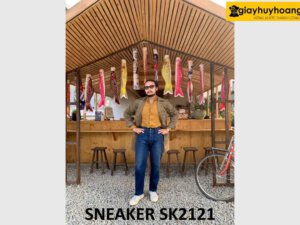 Giày da nam sneaker phối với quần jeans SK2121 004